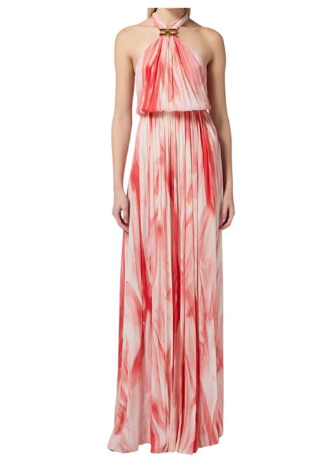 Abito Elisabetta Franchi donna ABR4752E2 CP9  burro rosso scollo americano stampa tulle ELISABETTA FRANCHI | Abiti | ABR4752E2CP9